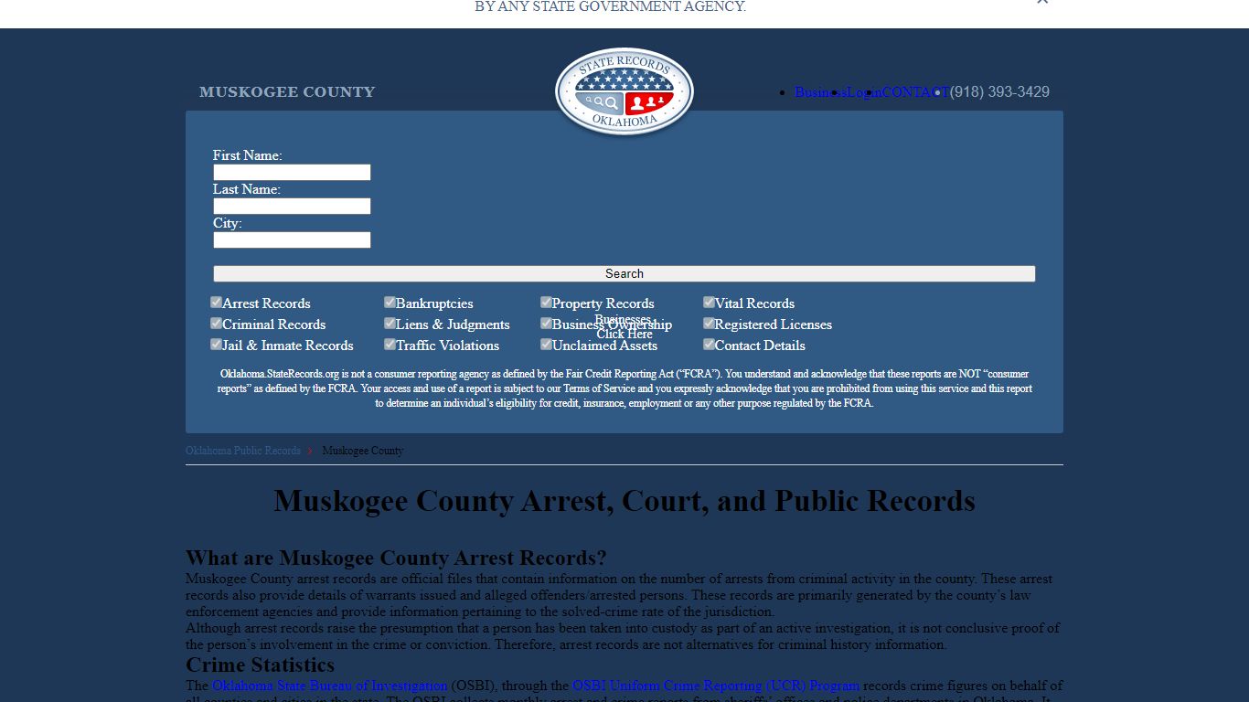 Muskogee County Arrest, Court, and Public Records