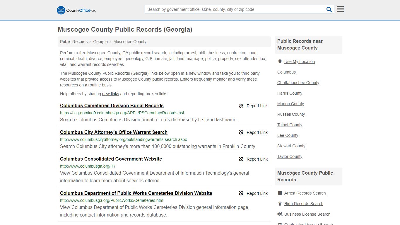 Muscogee County Public Records (Georgia) - County Office